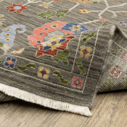 Lucca Oriental Grey/ Multi Cut Pile Rug