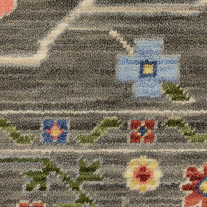 Lucca Oriental Grey/ Multi Cut Pile Rug