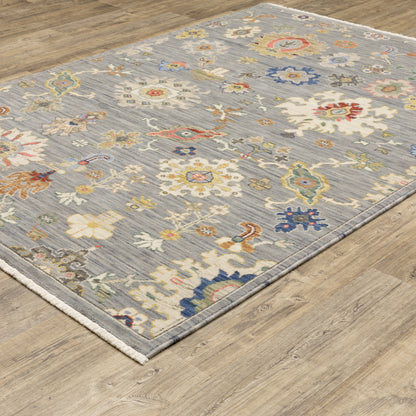 Lucca Oriental Grey/ Multi Cut Pile Rug