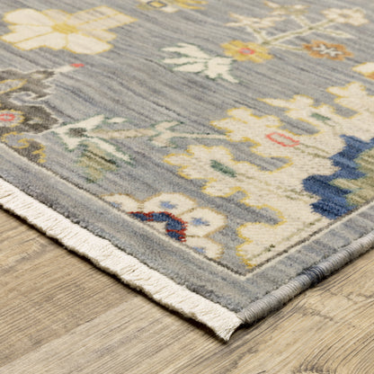 Lucca Oriental Grey/ Multi Cut Pile Rug