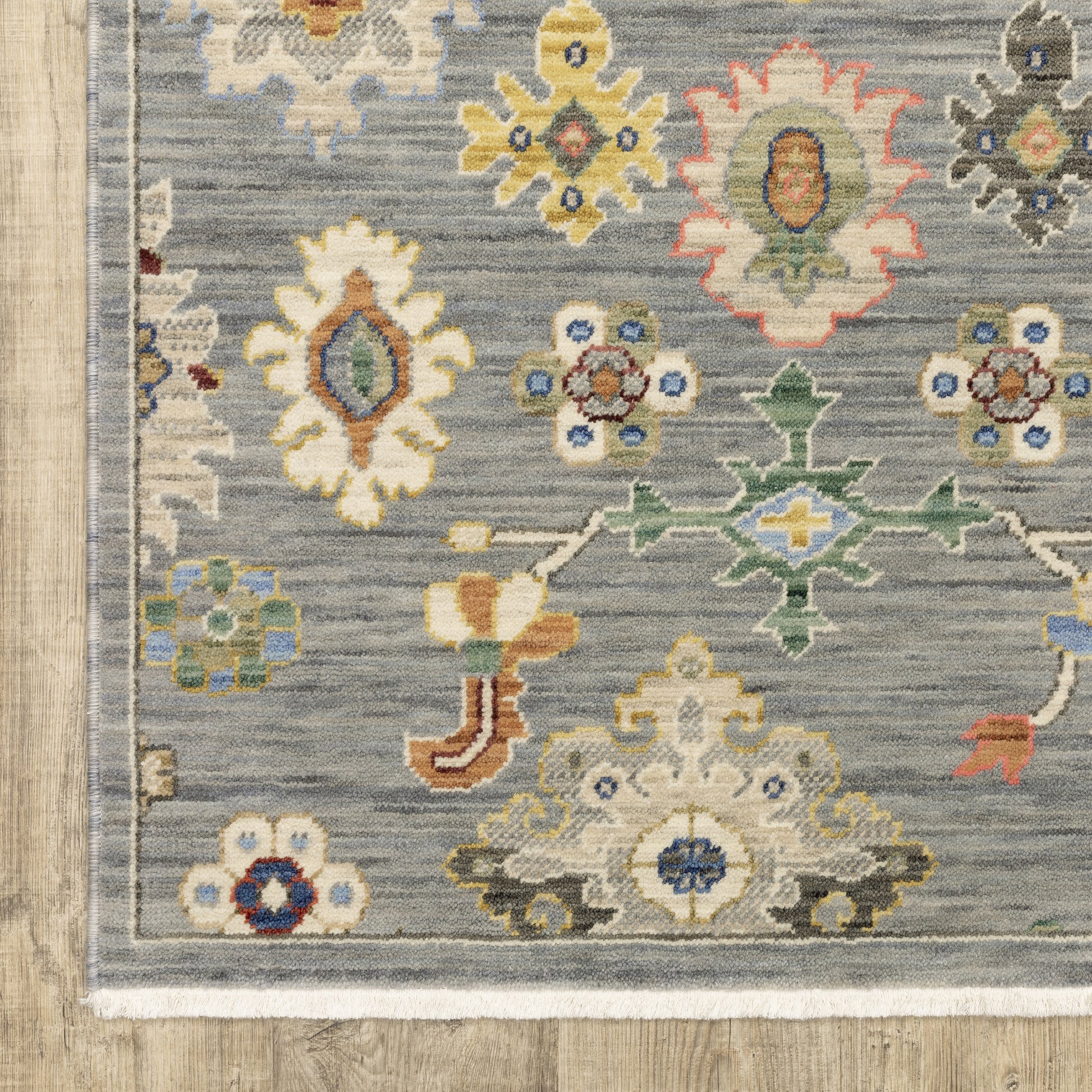 Lucca Oriental Grey/ Multi Cut Pile Rug