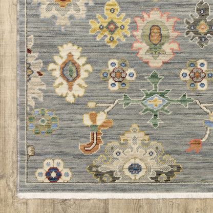 Lucca Oriental Grey/ Multi Cut Pile Rug