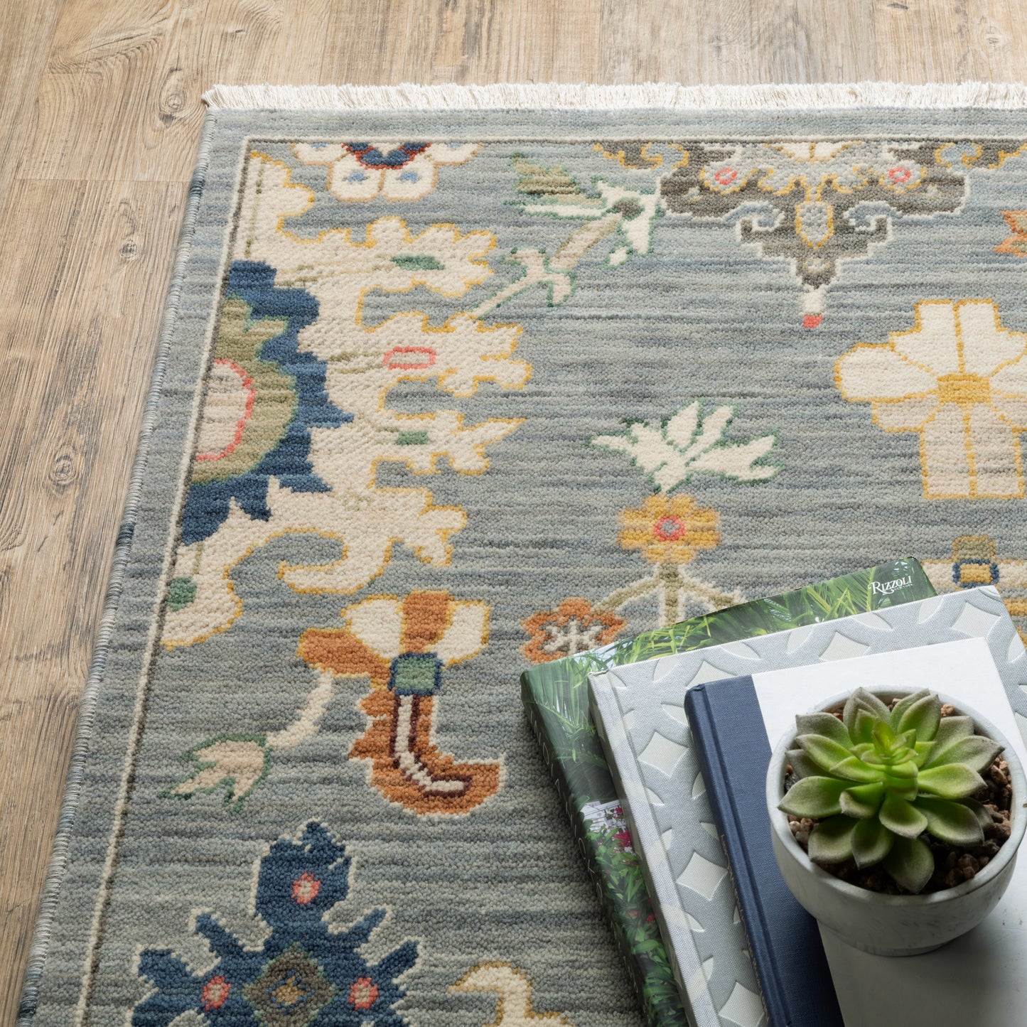 Lucca Oriental Grey/ Multi Cut Pile Rug