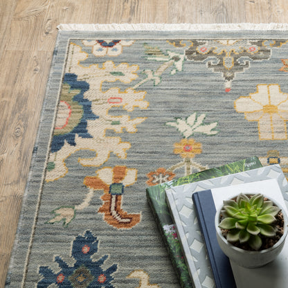 Lucca Oriental Grey/ Multi Cut Pile Rug