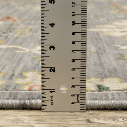 Lucca Oriental Grey/ Multi Cut Pile Rug
