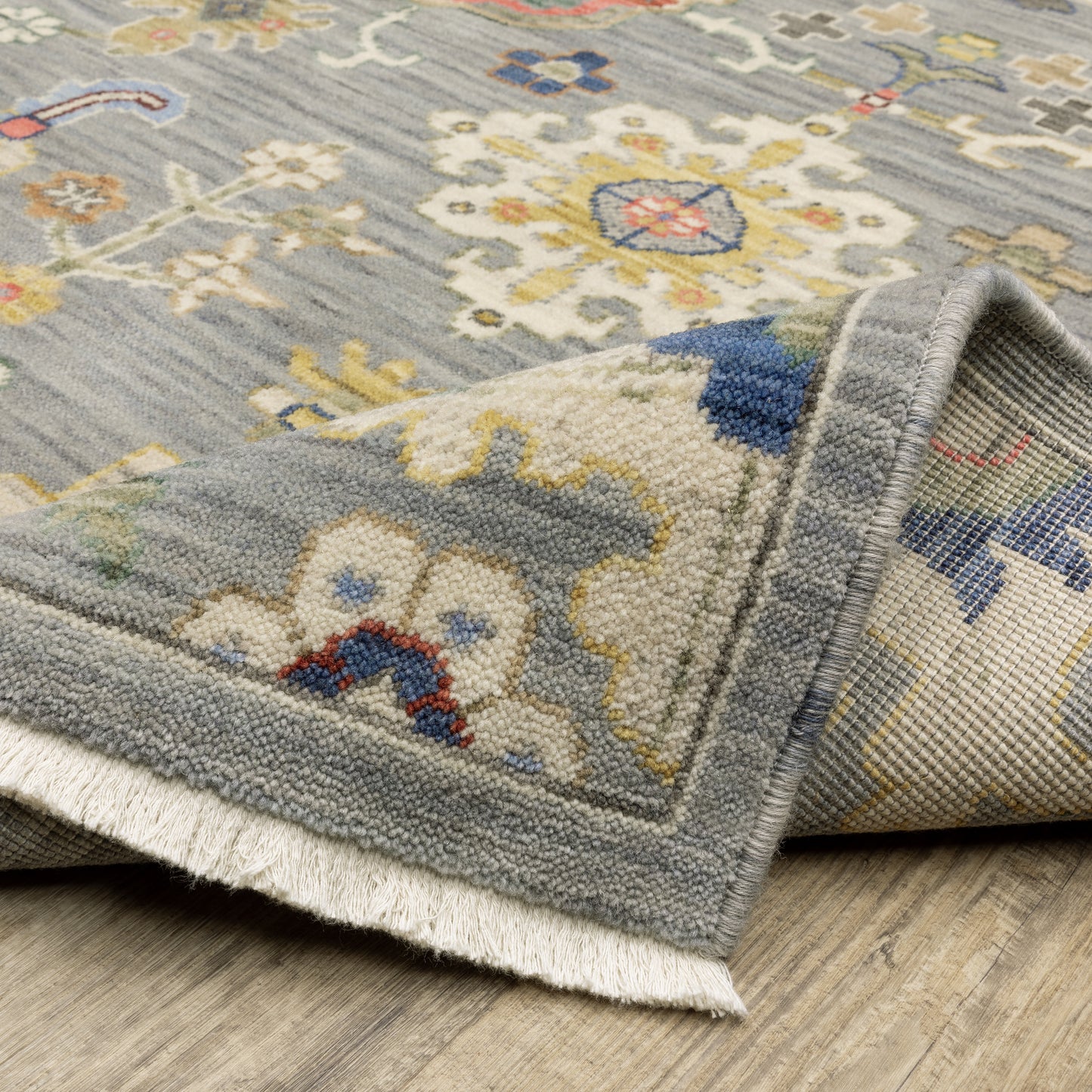 Lucca Oriental Grey/ Multi Cut Pile Rug