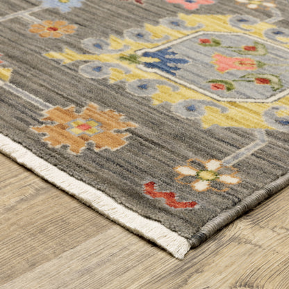 Lucca Oriental Grey/ Multi Cut Pile Rug
