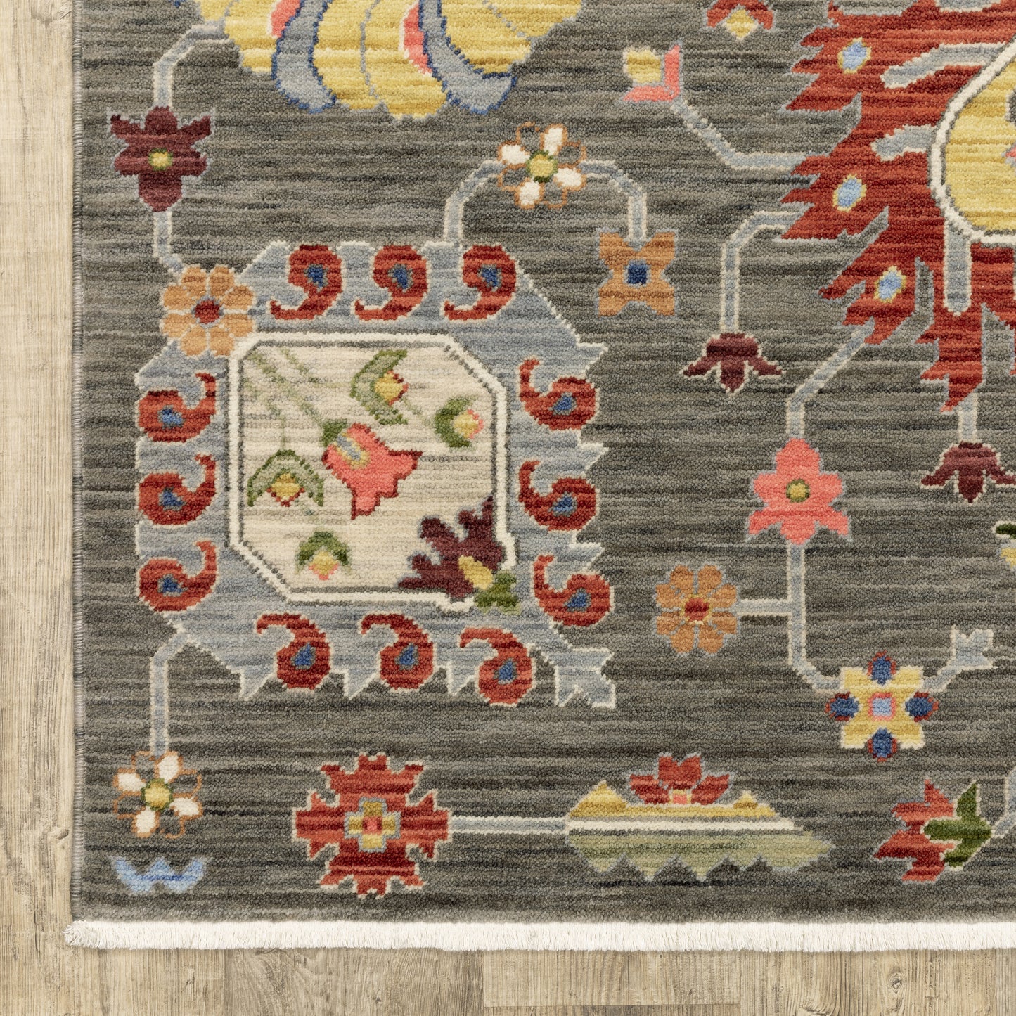 Lucca Oriental Grey/ Multi Cut Pile Rug
