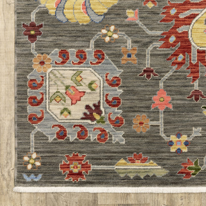 Lucca Oriental Grey/ Multi Cut Pile Rug