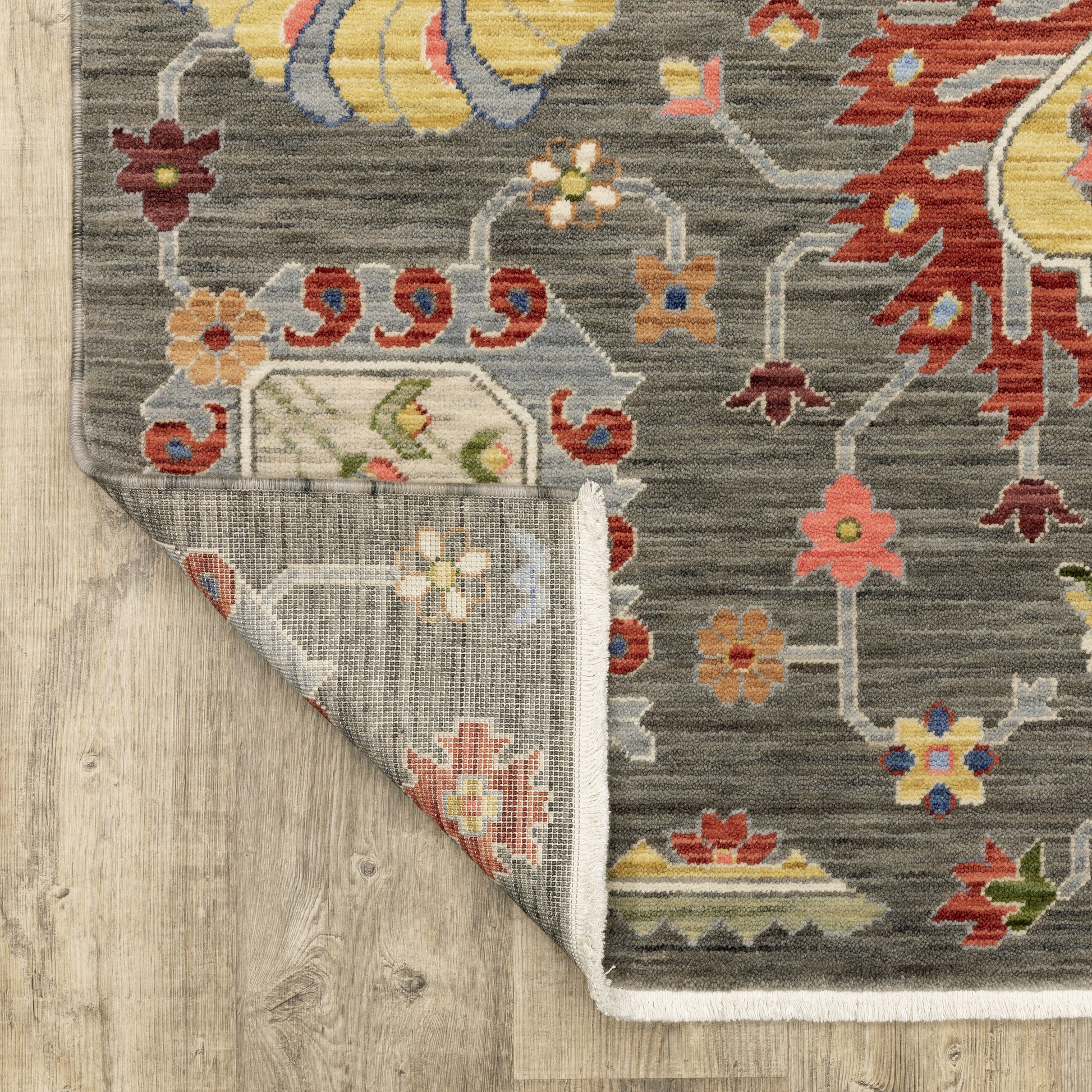 Lucca Oriental Grey/ Multi Cut Pile Rug