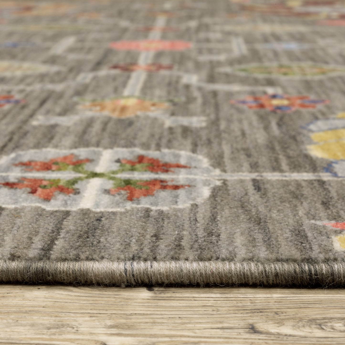 Lucca Oriental Grey/ Multi Cut Pile Rug