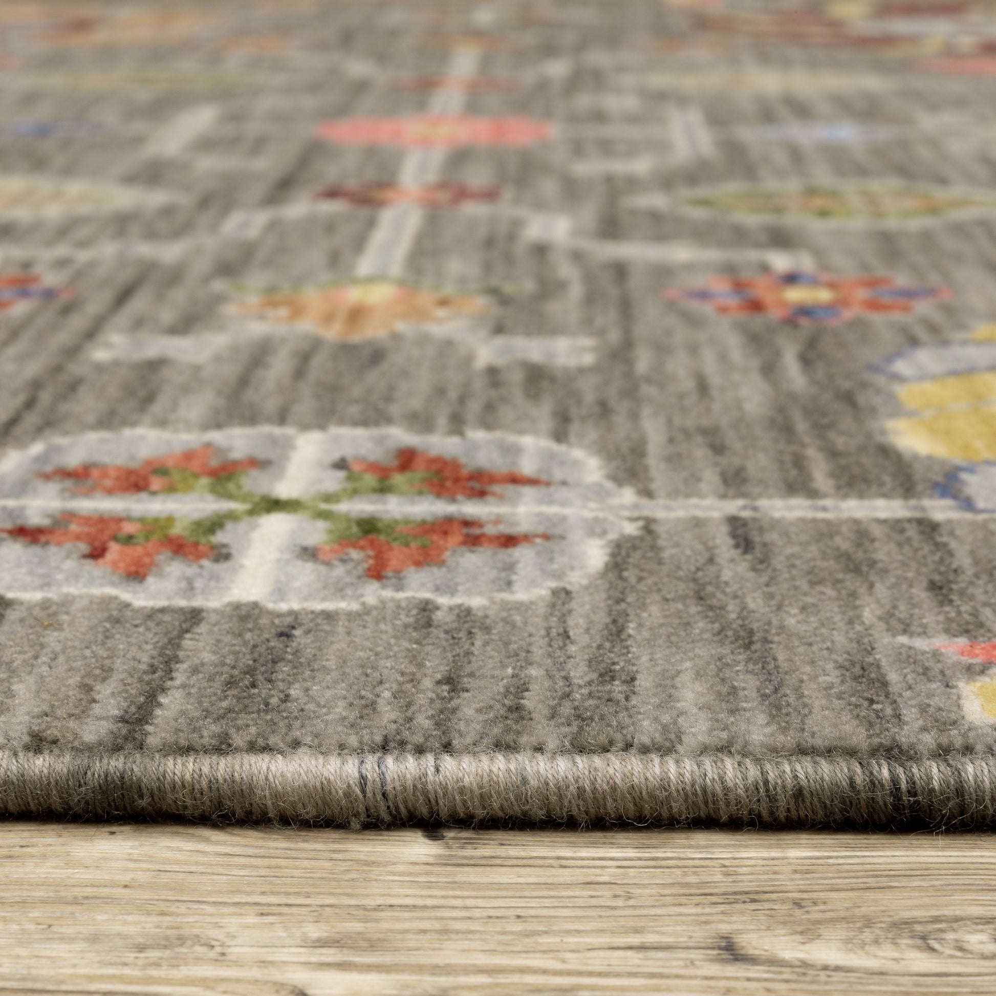 Lucca Oriental Grey/ Multi Cut Pile Rug