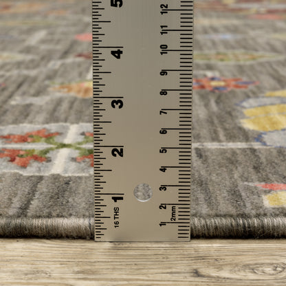 Lucca Oriental Grey/ Multi Cut Pile Rug