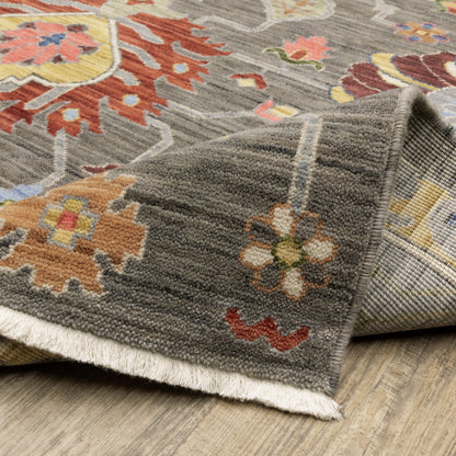 Lucca Oriental Grey/ Multi Cut Pile Rug