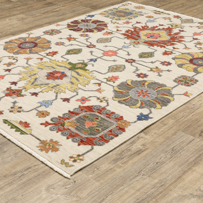 Lucca Oriental Ivory/ Multi Cut Pile Rug