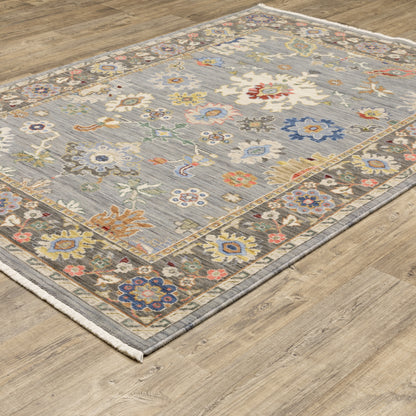Lucca Oriental Blue/ Multi Cut Pile Rug