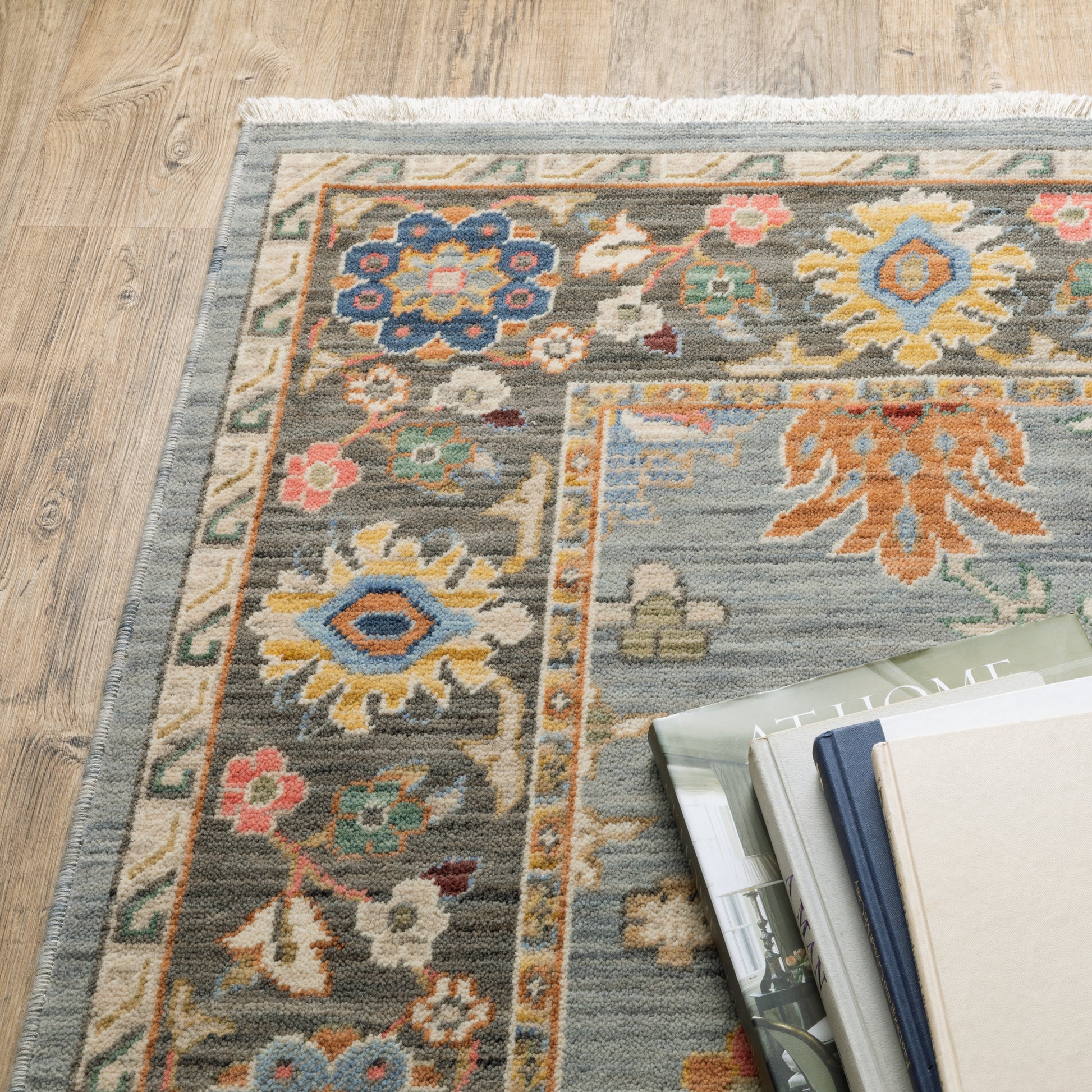 Lucca Oriental Blue/ Multi Cut Pile Rug