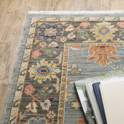 Lucca Oriental Blue/ Multi Cut Pile Rug