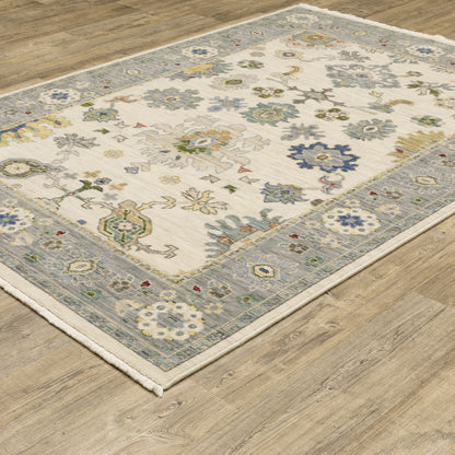 Lucca Oriental Ivory/ Blue Cut Pile Rug
