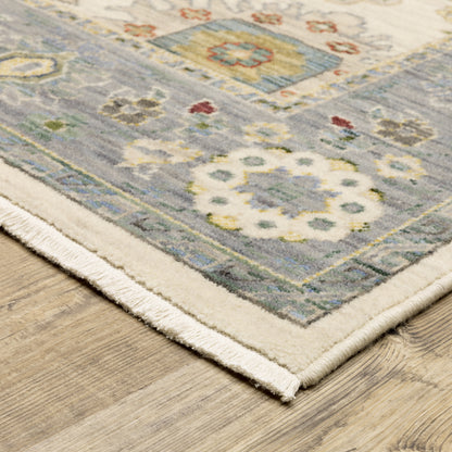 Lucca Oriental Ivory/ Blue Cut Pile Rug