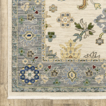 Lucca Oriental Ivory/ Blue Cut Pile Rug