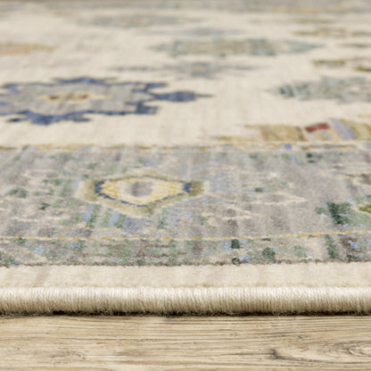 Lucca Oriental Ivory/ Blue Cut Pile Rug