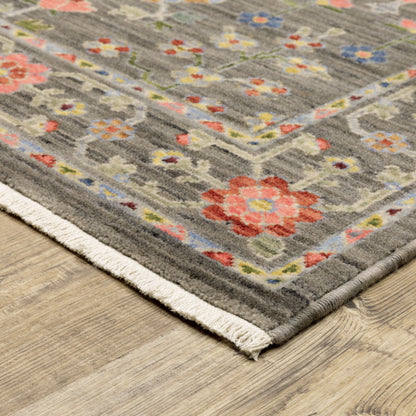 Lucca Oriental Grey/ Multi Cut Pile Rug