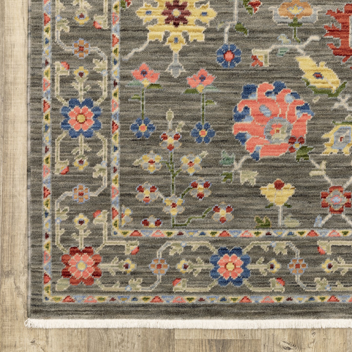 Lucca Oriental Grey/ Multi Cut Pile Rug