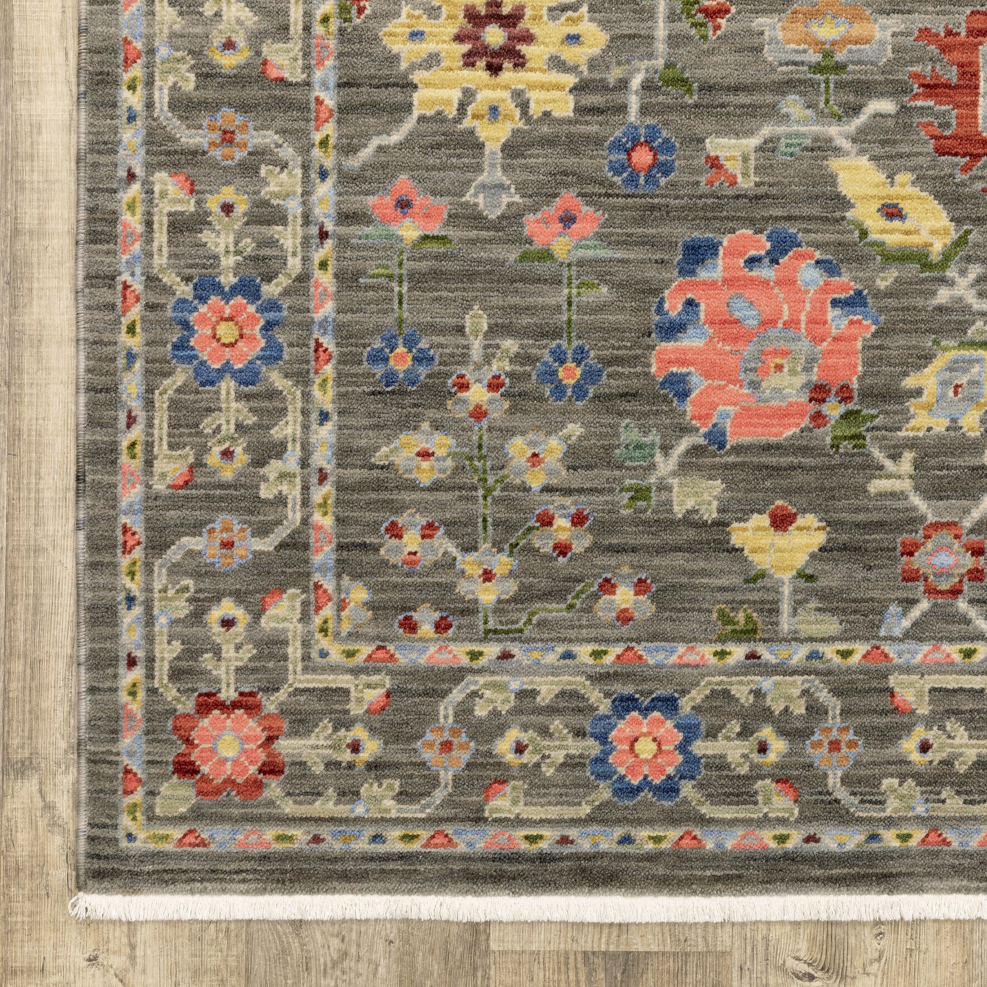 Lucca Oriental Grey/ Multi Cut Pile Rug