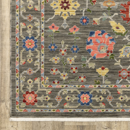Lucca Oriental Grey/ Multi Cut Pile Rug