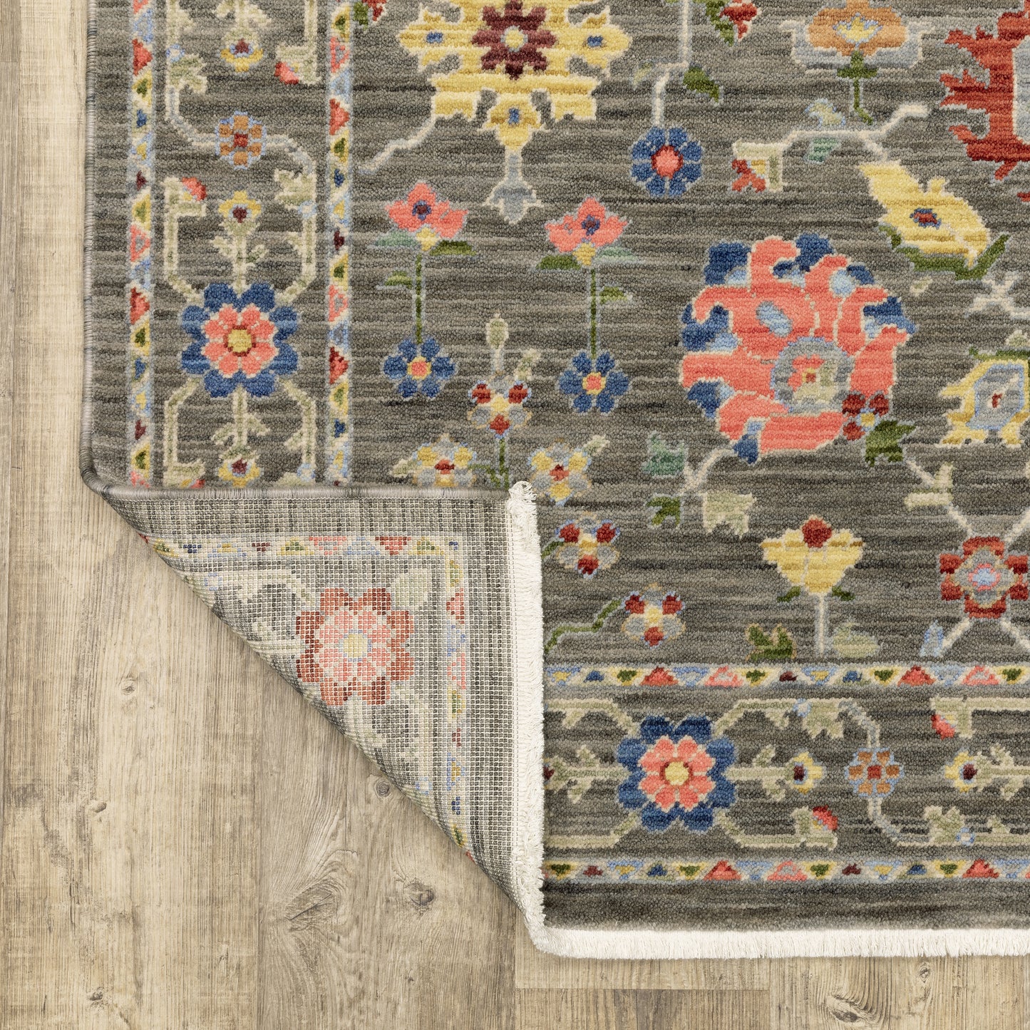 Lucca Oriental Grey/ Multi Cut Pile Rug