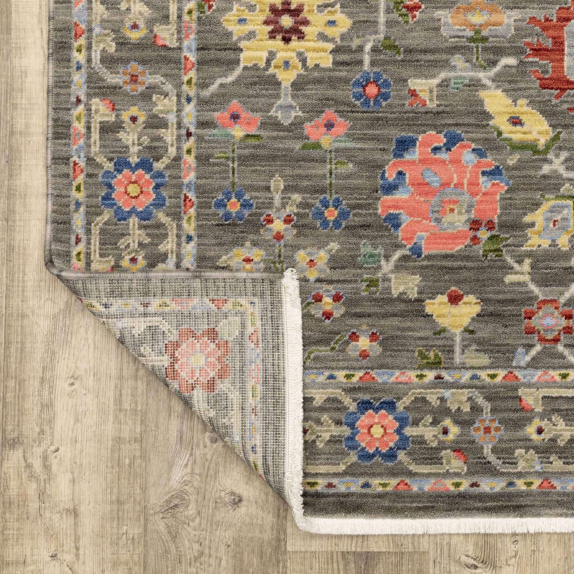 Lucca Oriental Grey/ Multi Cut Pile Rug