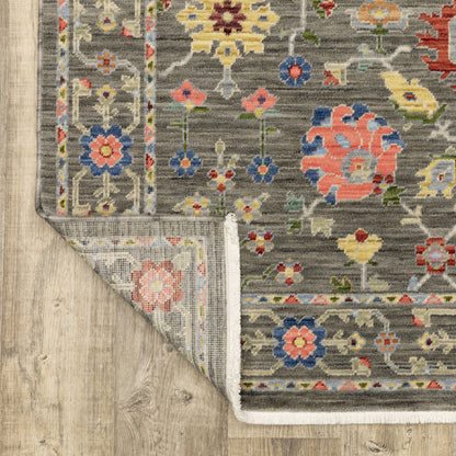 Lucca Oriental Grey/ Multi Cut Pile Rug