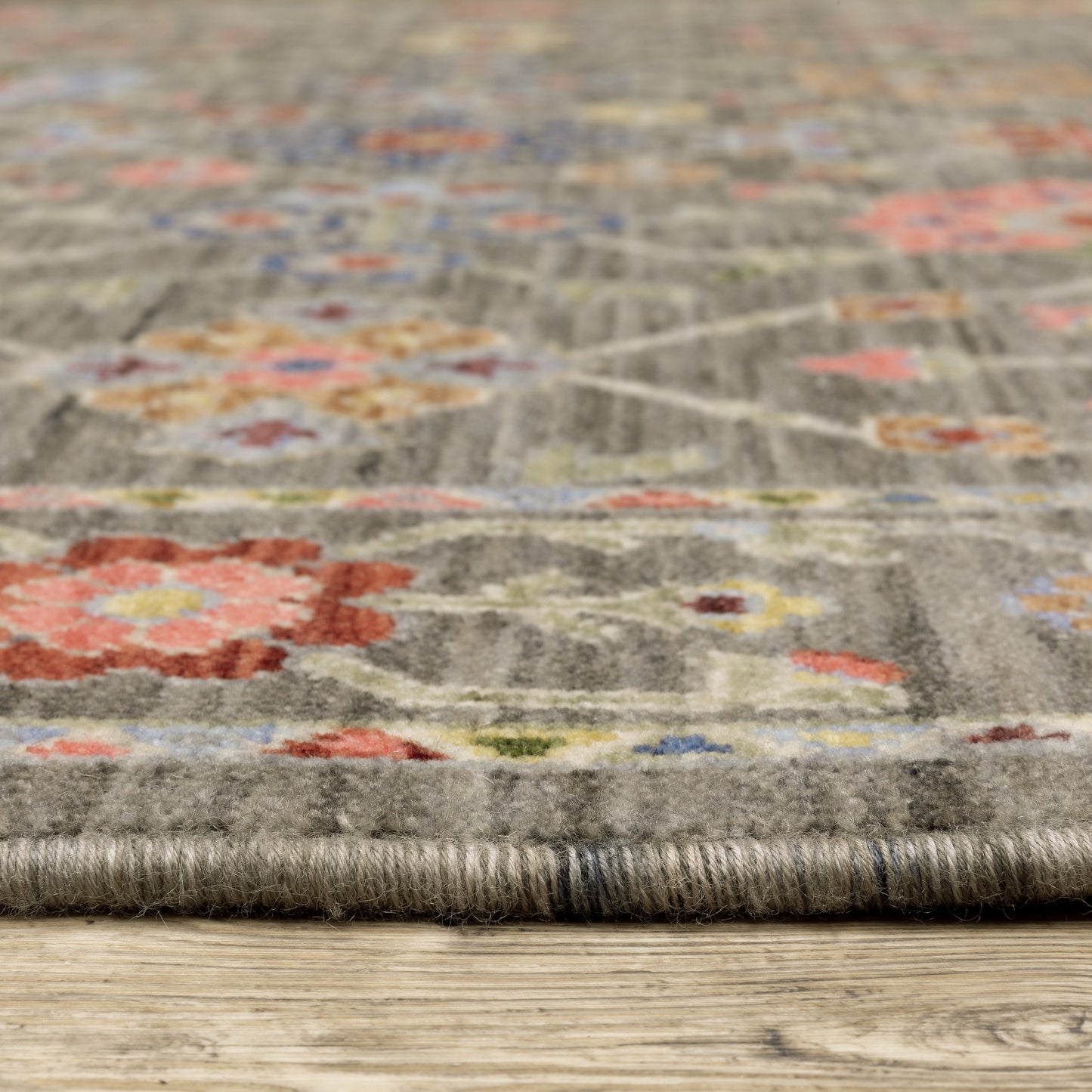 Lucca Oriental Grey/ Multi Cut Pile Rug