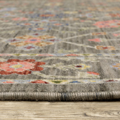 Lucca Oriental Grey/ Multi Cut Pile Rug