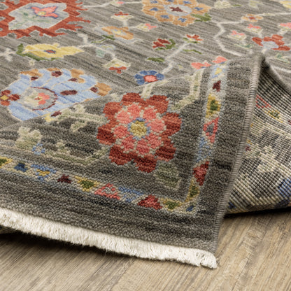 Lucca Oriental Grey/ Multi Cut Pile Rug