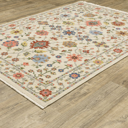 Lucca Oriental Ivory/ Multi Cut Pile Rug