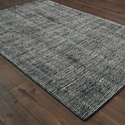Lucent Solid Charcoal/ Black Mixed Pile Rug