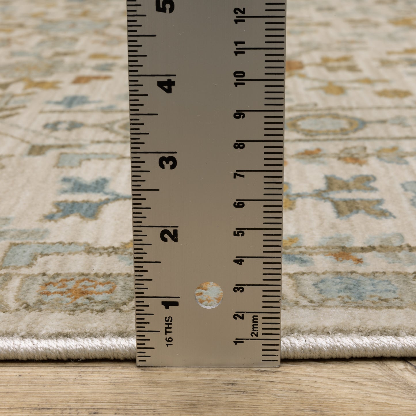 Maeve Floral Ivory/ Blue Geometric Cut Pile Rug