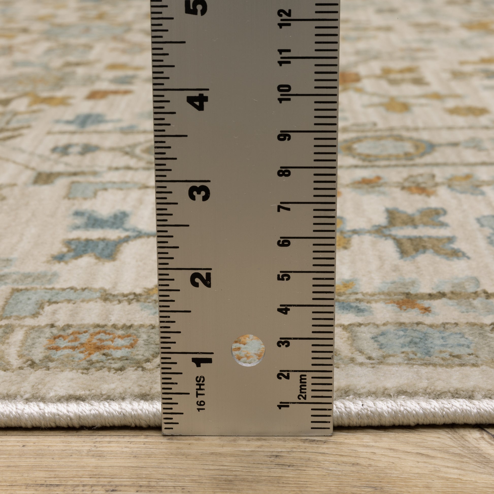 Maeve Floral Ivory/ Blue Geometric Cut Pile Rug