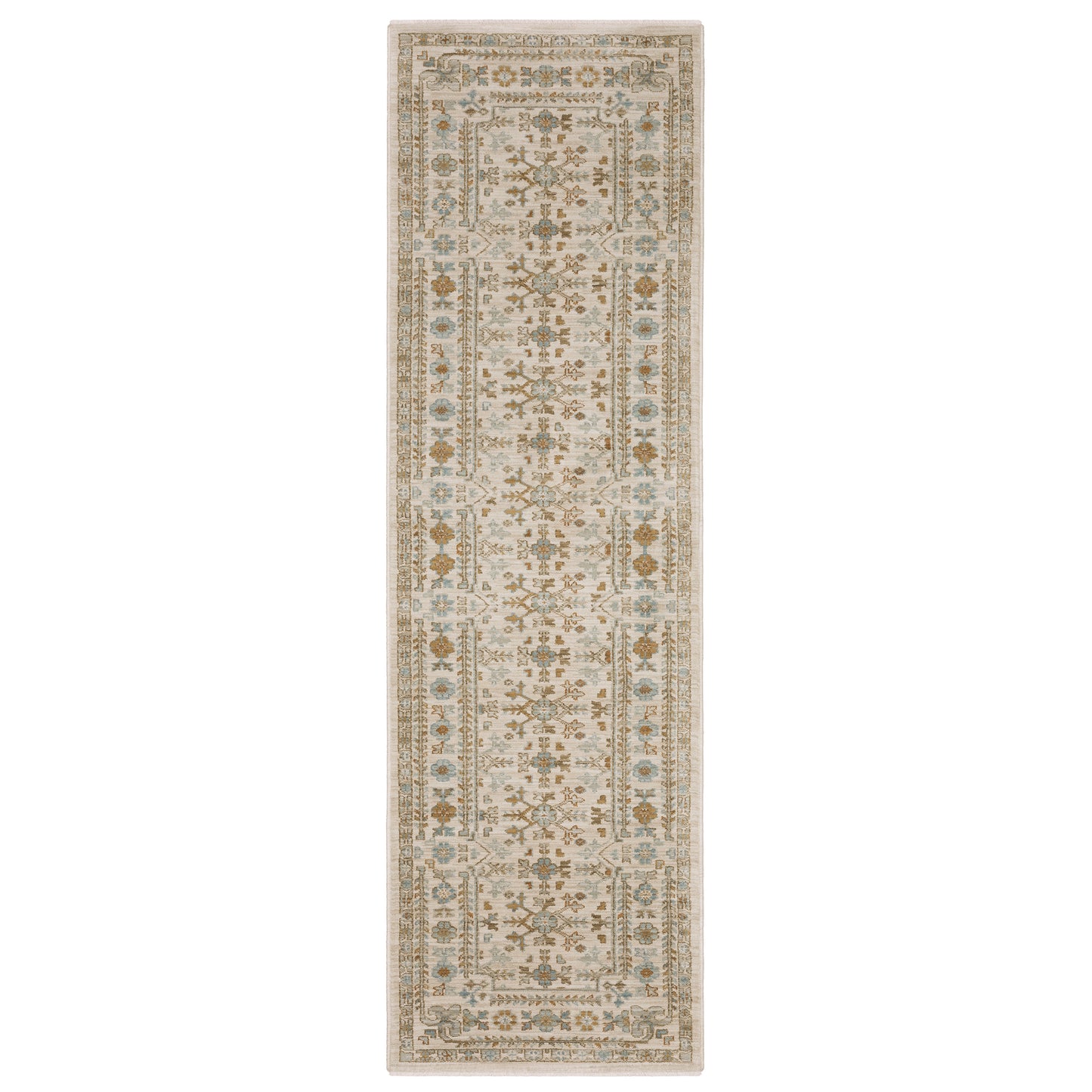 Maeve Mae01 Ivory/ Blue Floral Geometric Rug