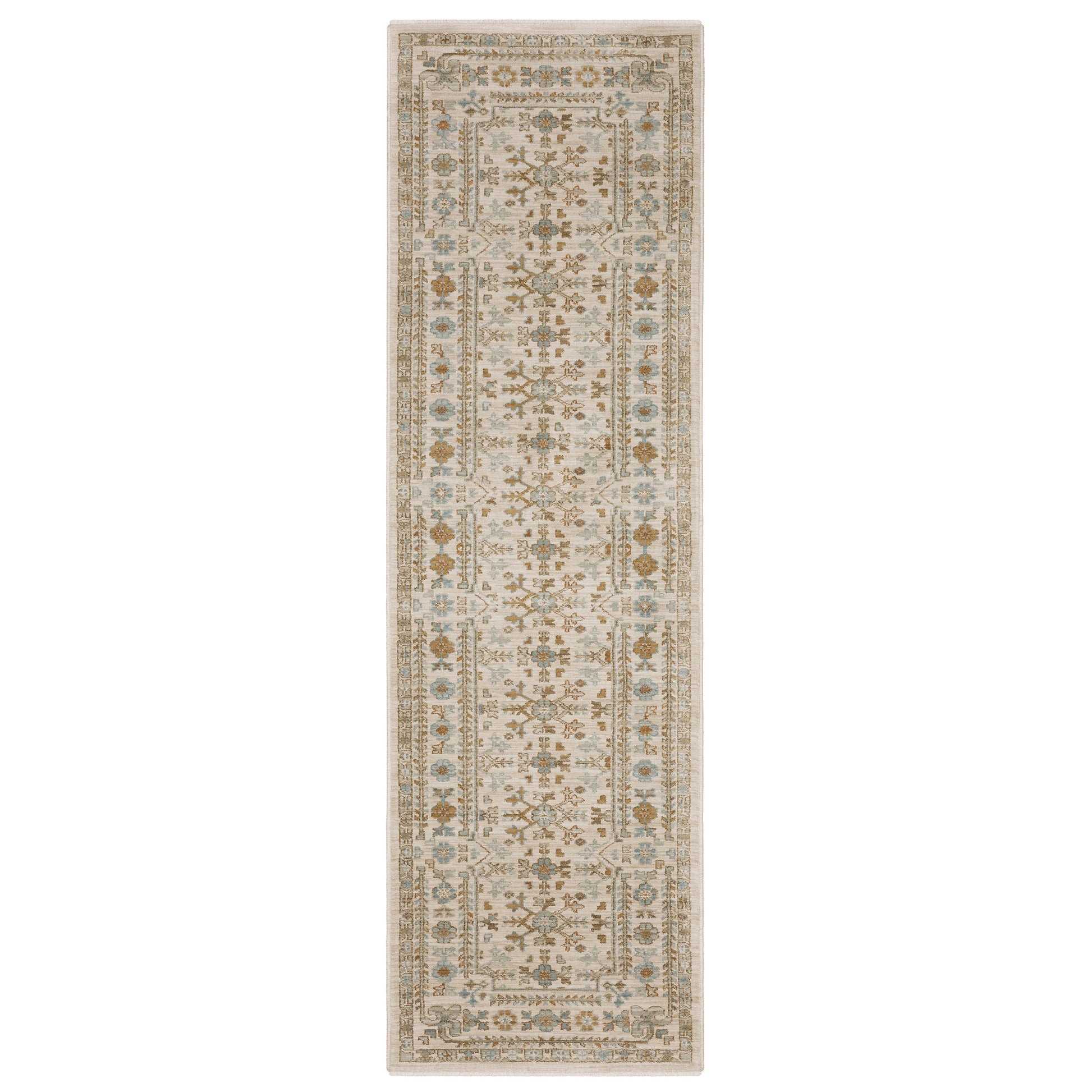 Maeve Mae01 Ivory/ Blue Floral Geometric Rug