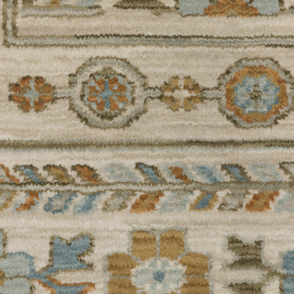 Maeve Floral Ivory/ Blue Geometric Cut Pile Rug