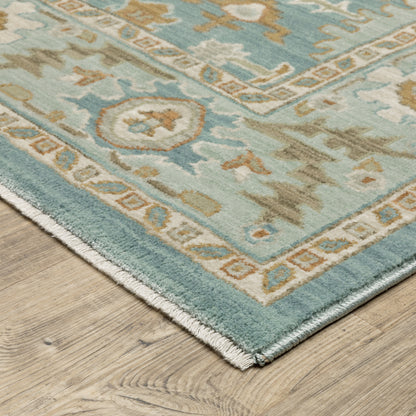 Maeve Oriental Blue/ Rust Distressed Cut Pile Rug