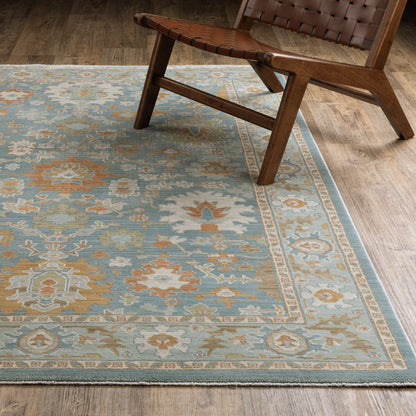 Maeve Oriental Blue/ Rust Distressed Cut Pile Rug