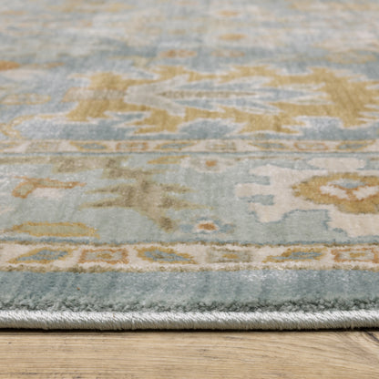 Maeve Oriental Blue/ Rust Distressed Cut Pile Rug
