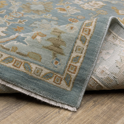 Maeve Oriental Blue/ Rust Distressed Cut Pile Rug