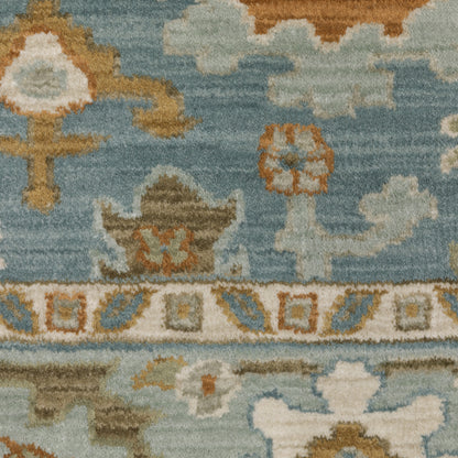 Maeve Oriental Blue/ Rust Distressed Cut Pile Rug