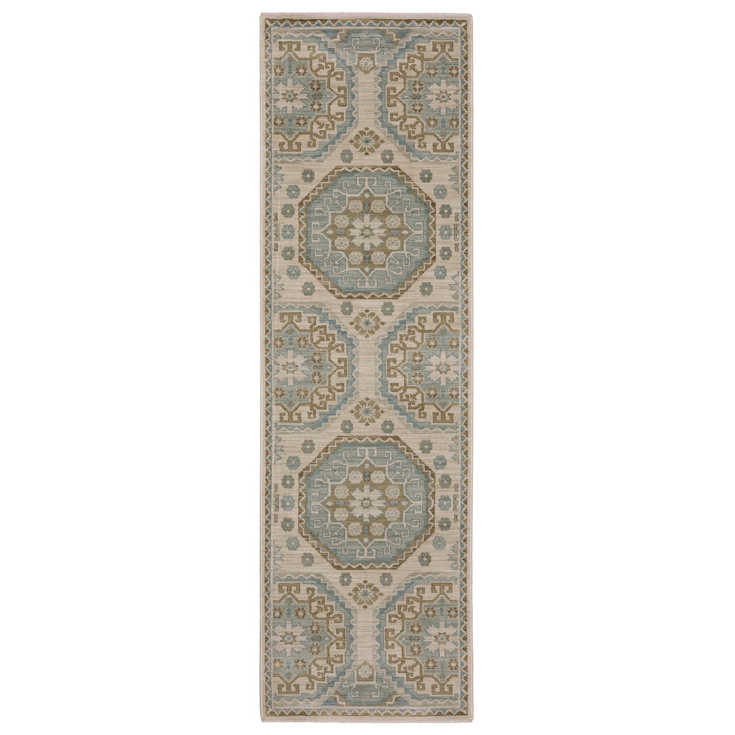 Maeve Mae03 Beige/ Blue Medallion Geometric Rug