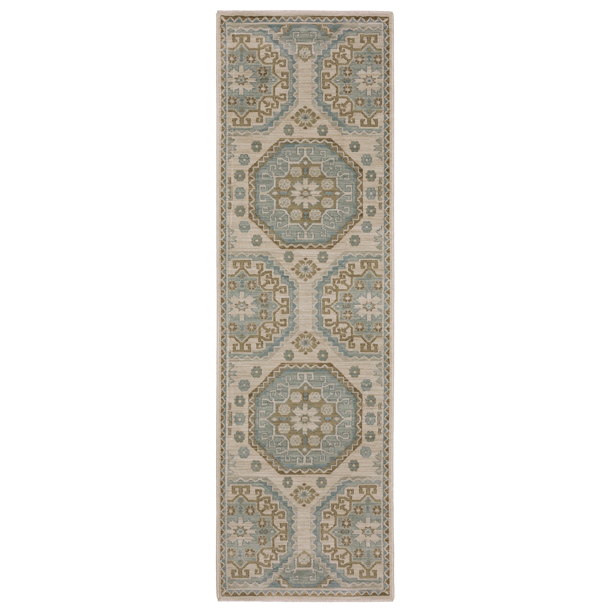 Maeve Mae03 Beige/ Blue Medallion Geometric Rug